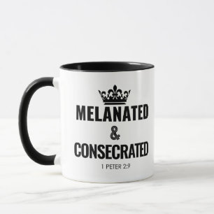 Taza Melanated y escritura Consecrated