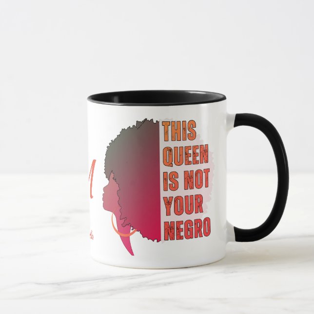 Taza Melanin Queen NO TU Monograma NEGRO (Derecha)