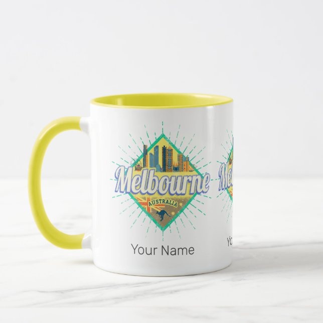 Taza Melbourne Victoria Australia Retro Skyline Vintage (Izquierda)