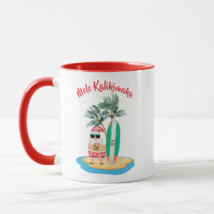Taza Mele Kalikimaka Surfing Tropical Santa Navidad