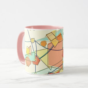 Taza Melón, rosa y aqua abstracto moderno de mediados d