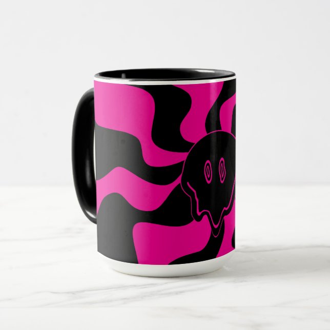 Taza Melt sonriente - Magenta y negro (Anverso izquierdo)
