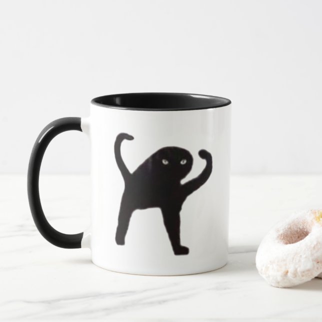 Taza Meme de gato maldecido de doble cara (Con donut)