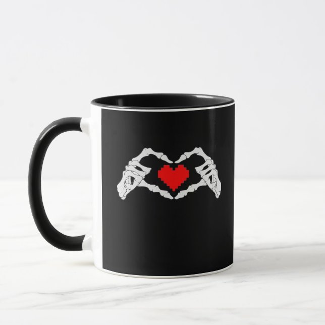Taza Meme Skeleton Heart And Hands (Izquierda)