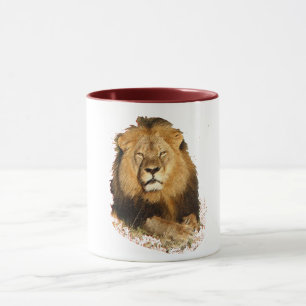 Taza memoria salvaje del diseño del safari del león d