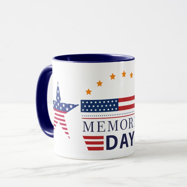 Taza Memorial Day American Flag Stars Patriotic Combo (Anverso izquierdo)