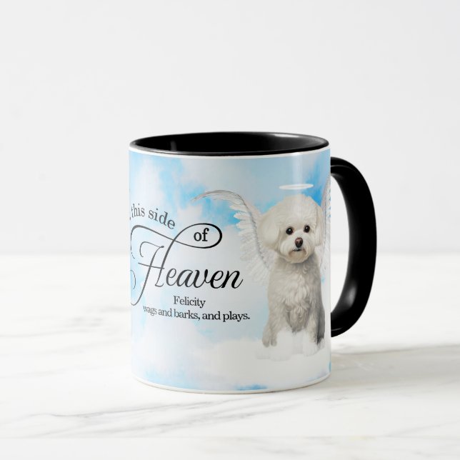 Taza Memorial Mascota de Bichon Frise Dog Angel Persona (Anverso derecho)
