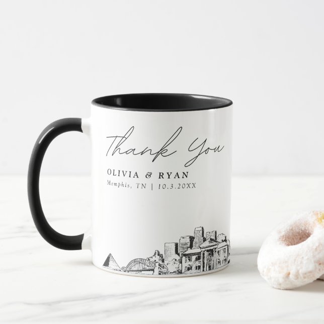 Taza Memphis Boda Personalizado café personalizado Mug (Con donut)