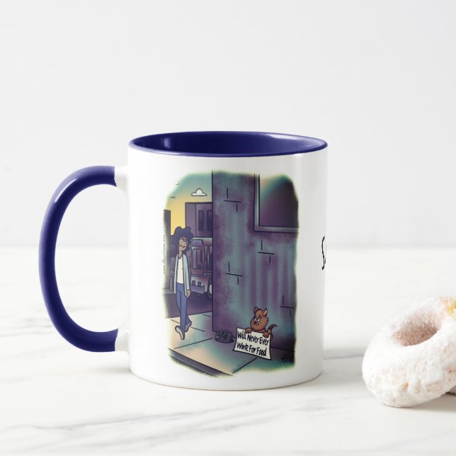 Taza Mendigar gato en combinación (Con donut)