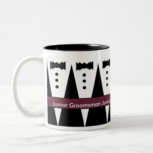 Taza menor del padrino de boda - Tuxes blancos y (Izquierda)