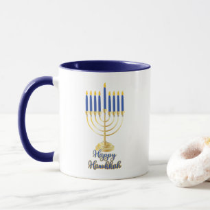 Taza Menorah con luces Feliz Hanukkah