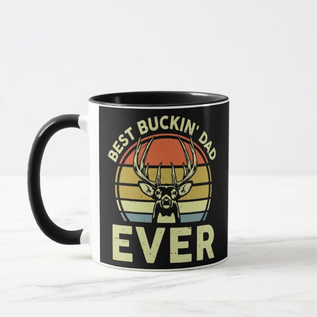 Taza Mens Fathers Day Hunting Gift Best Buckin Dad (Izquierda)