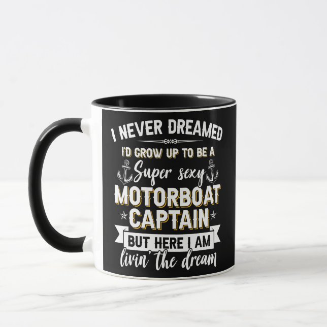 Taza Mens Funny Motorboat Captain Boat Lover Bote (Izquierda)