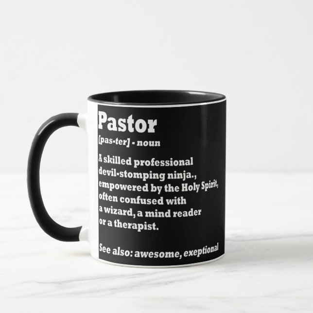 Taza Mens Pastor Funny Definition Funny Pastor Noun (Izquierda)