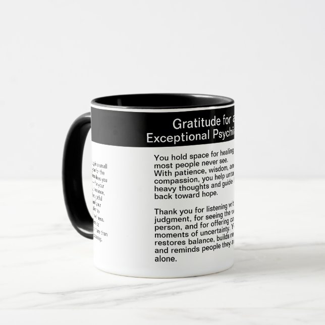 Taza Mensaje de agradecimiento para psiquiatra (Anverso izquierdo)
