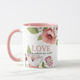 Taza Mensaje de amor con música de flores rosas