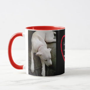Taza Mensaje de amor de perro blanco durmiendo en el co