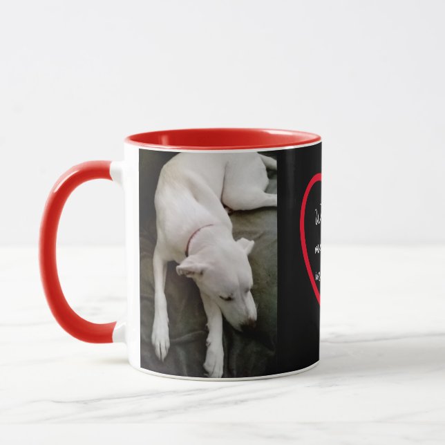 Taza Mensaje de amor de perro blanco durmiendo en el co (Izquierda)