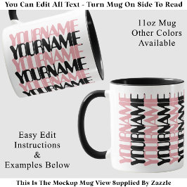 Taza Mensaje Oculto Rosa Nombre Corto Personalizado Cus