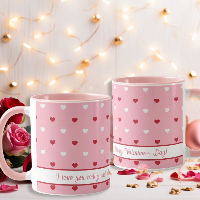Taza Mensaje rosa dulce El día de San Valentín (Sweet Valentine's Day pink Message Mug)