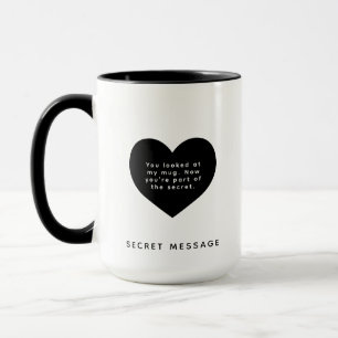 Taza MENSAJE SECRETO personalizado Texto Corazón negro
