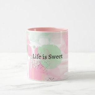 Taza Menta Rosa Abstracto La vida es dulce