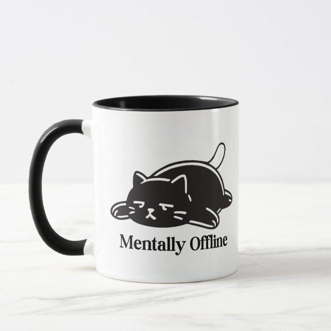 Taza Mentally Offline Funny Introvert Mood Design (Izquierda)