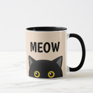 TAZA MEOW CAT PEEKING COFFEE MUGS