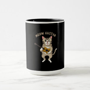 Taza Meow Guitar Cute Cat Tocando Guitarra Graciosas Ki