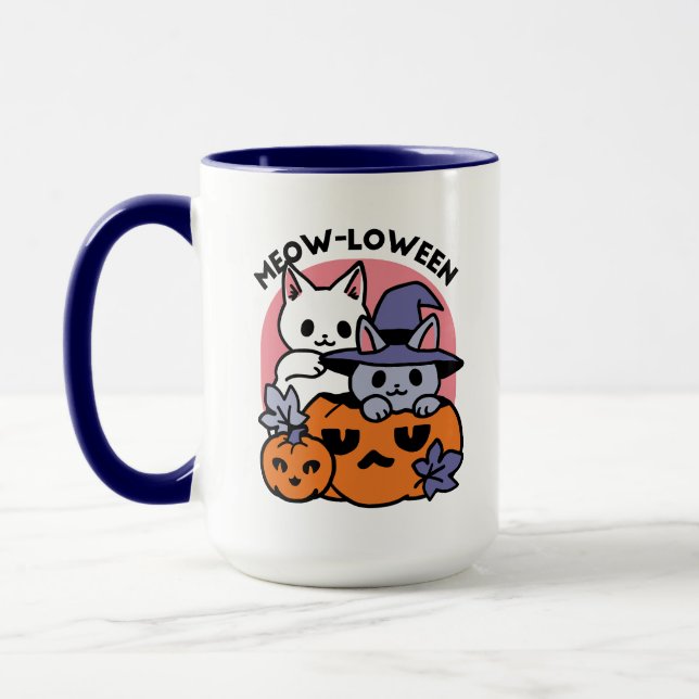 Taza Meow-Loween - Diseño de felinos Halloween (Izquierda)