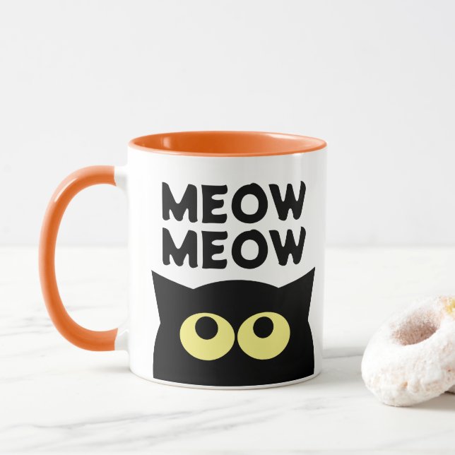 Taza Meow Meow gracioso gato meme personalizado café mu (Con donut)