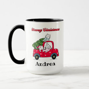Taza Meowy Navidades Cute Camión Cats Tu Nombre
