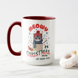 Taza Meowy Navidades Grumpy Gray Cat Mug