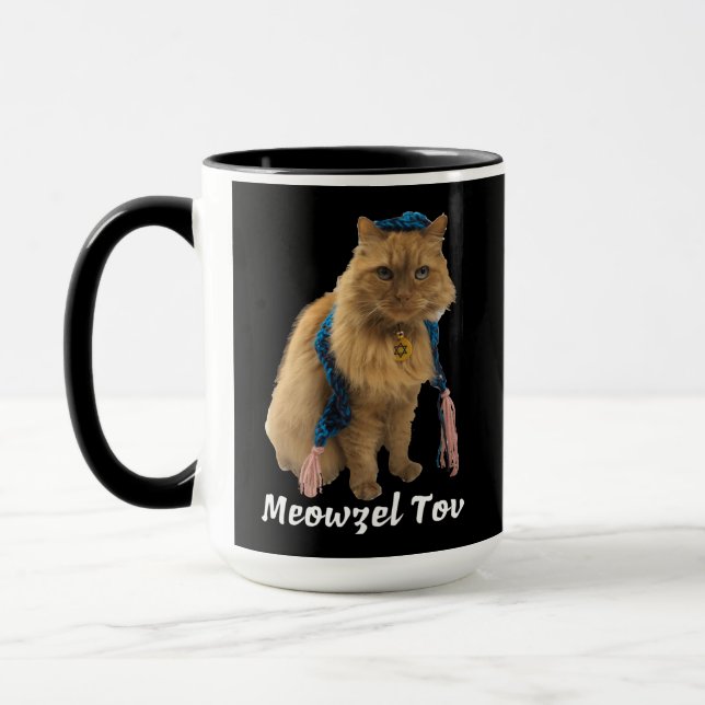 Taza Meowzel Tov Jewish Funny Cat Mug (Izquierda)