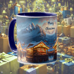 Taza Mercado de navidades en las montañas - personaliza<br><div class="desc">Este Mug presenta un pueblo profundo y nevado en las montañas por la noche. La gente camina densamente vestida por el mercado de Navidades,  iluminado por las festividades. ¡Un motivo romántico para todos los que aman a los Navidades! Bonito,  personalizado,  pequeños Navidades regalo para cualquiera!</div>