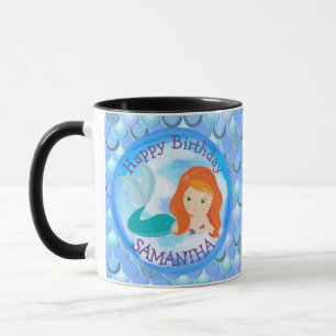 Taza Mermaid Cute feliz cumpleaños AZUL Mug