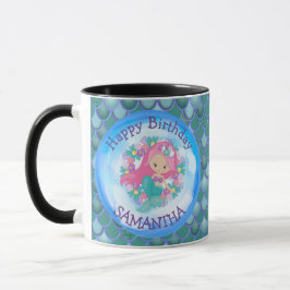 Taza Mermaid Cute feliz cumpleaños AZUL Mug