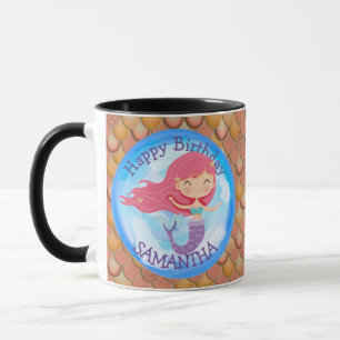 Taza Mermaid Cute Feliz Día de NACIMIENTO PINK Mug