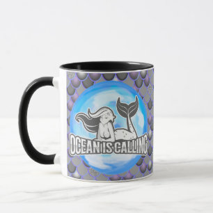 Taza Mermaid Cute Gray Mug