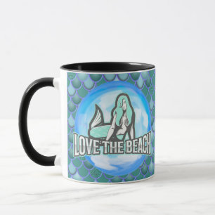 Taza Mermaid Cute Love Beach AZUL Mug