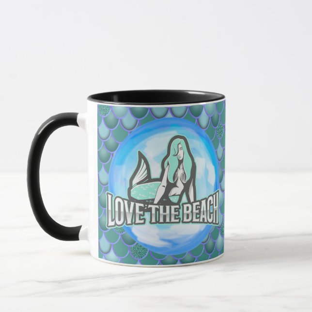 Taza Mermaid Cute Love Beach AZUL Mug (Izquierda)
