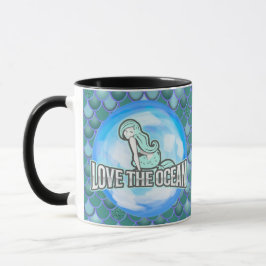 Taza Mermaid Cute Love Ocean BLUE Mug