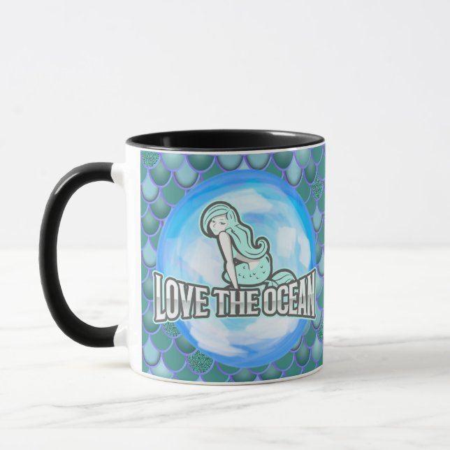 Taza Mermaid Cute Love Ocean BLUE Mug (Izquierda)
