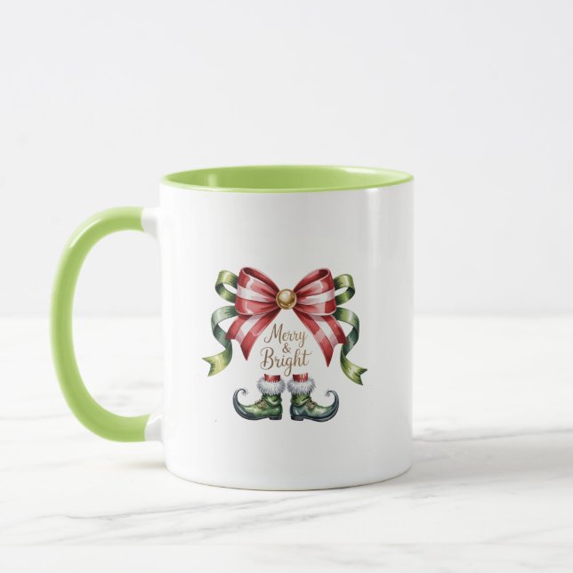 Taza Merry & Bright Christmas Mug • Candy Cane Elf Shoe (Izquierda)