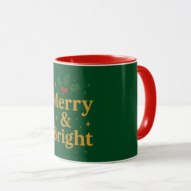 Taza Merry & Bright Christmas Quote (Anverso derecho)