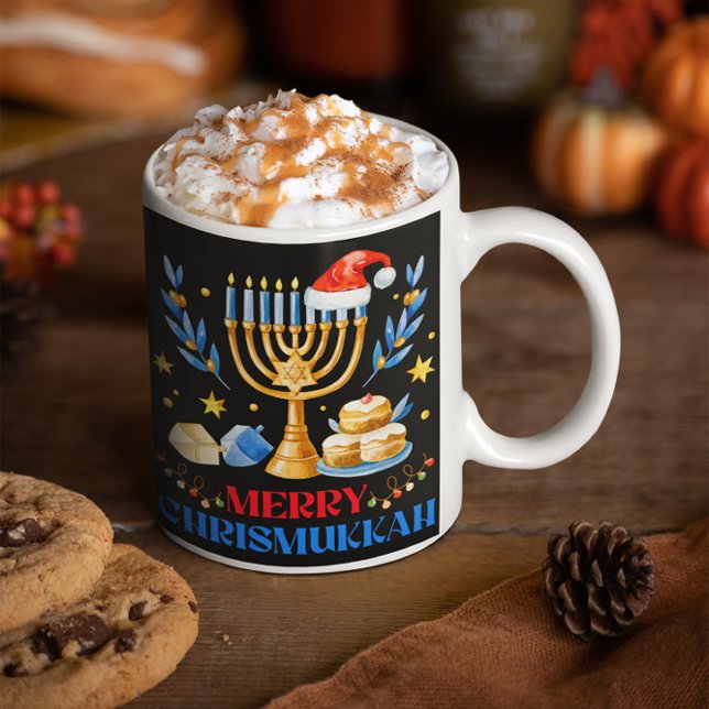 Taza Merry Chrismukkah Holiday Familia Hanukkah Pajama (Subido por el creador)