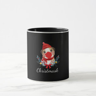 Taza Merry Christmas Dog Lover Bulldog con máscara