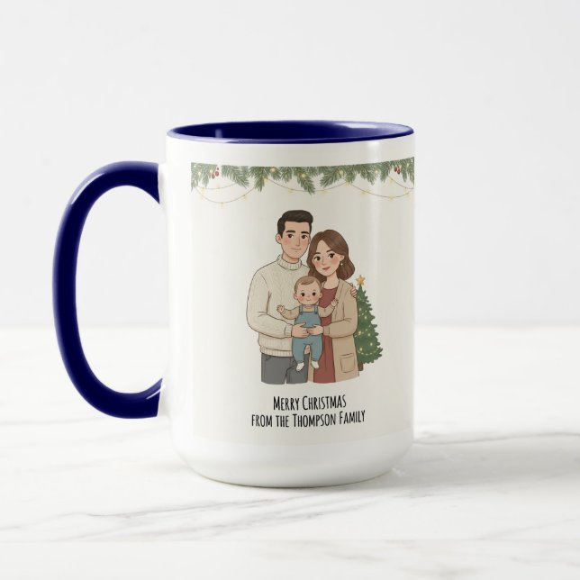 Taza Merry Christmas Family Mug Personalized with Your  (Izquierda)