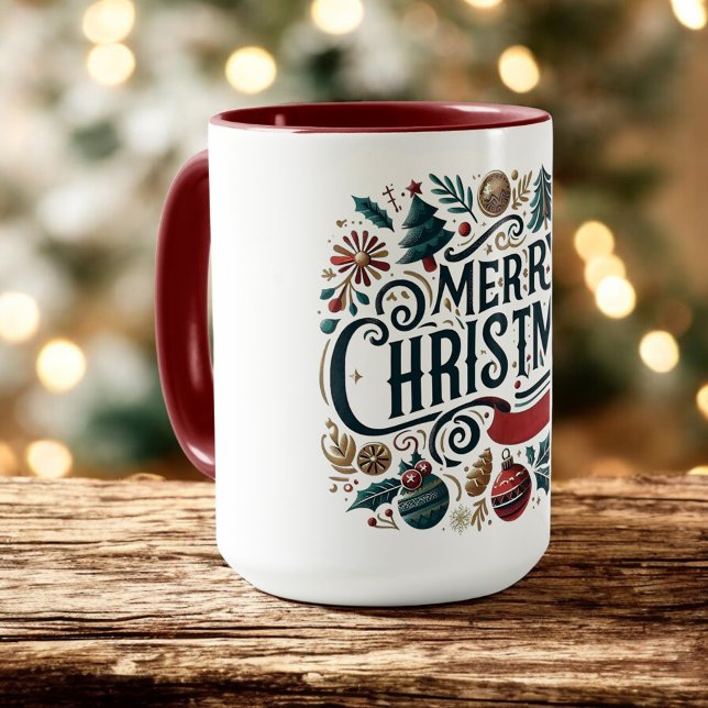 Taza Merry Christmas Festive Ornamental Family (Subido por el creador)