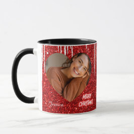 Taza Merry Christmas Heart Personalized Photo Name